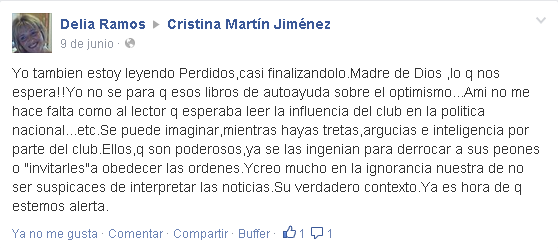 Opiniones Perdidos Cristina Martín Jiménez en facebook - Delia Ramos