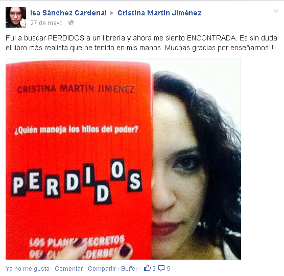 Opiniones Perdidos Cristina Martín Jiménez en facebook - Isa Sánchez Correal